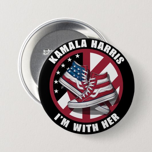 Kamala Harris Ich bin mit ihrem Patriotischen Konv Button (Vorne & Hinten)