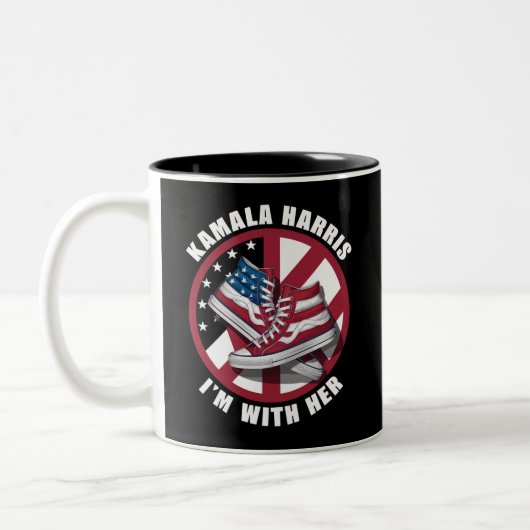 Kamala Harris Ich bin mit ihrem Patriotischen Konv Zweifarbige Tasse (Links)