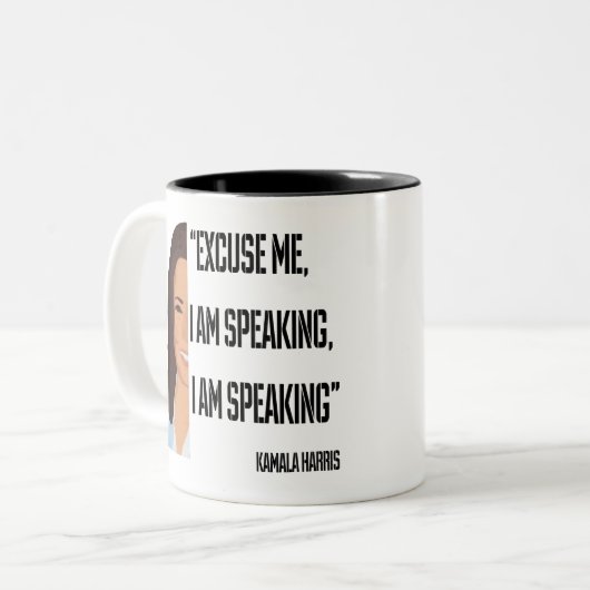Kamala Harris, ich spreche Zweifarbige Tasse (Vorderseite Links)
