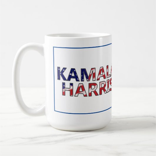 Kamala Harris in Flag-Farben Kaffeetasse (Links)