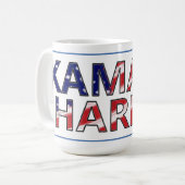 Kamala Harris in Flag-Farben Kaffeetasse (Vorderseite Links)