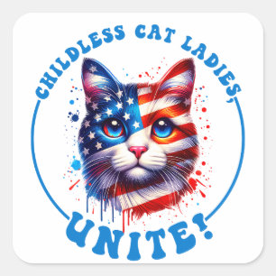Kamala Harris ist eine kinderlose Katze Quadratischer Aufkleber