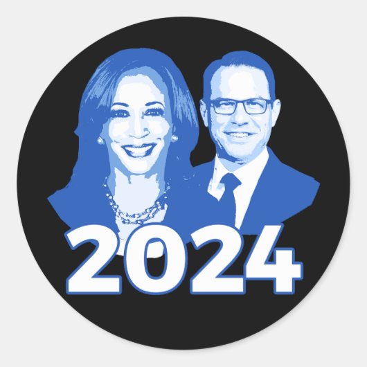 Kamala Harris Josh Shapiro 2024 Runder Aufkleber (Vorderseite)