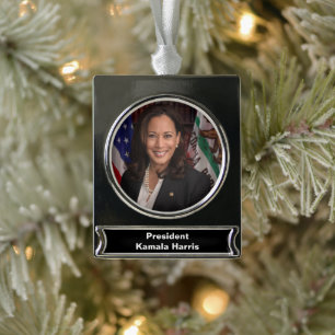Kamala Harris Kandidat für das Amt des Präsidenten Banner-Ornament Silber