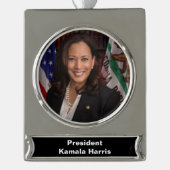 Kamala Harris Kandidat für das Amt des Präsidenten Banner-Ornament Silber (Vorderseite)