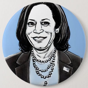 Kamala Harris Karikatur Politische Button