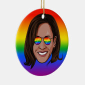 Kamala Harris - Kopf bei Aviators Rainbow Keramik Ornament (Rechts)