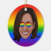 Kamala Harris - Kopf bei Aviators Rainbow Keramik Ornament (Links)