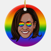 Kamala Harris - Kopf bei Aviators Rainbow Keramik Ornament (Hinten)
