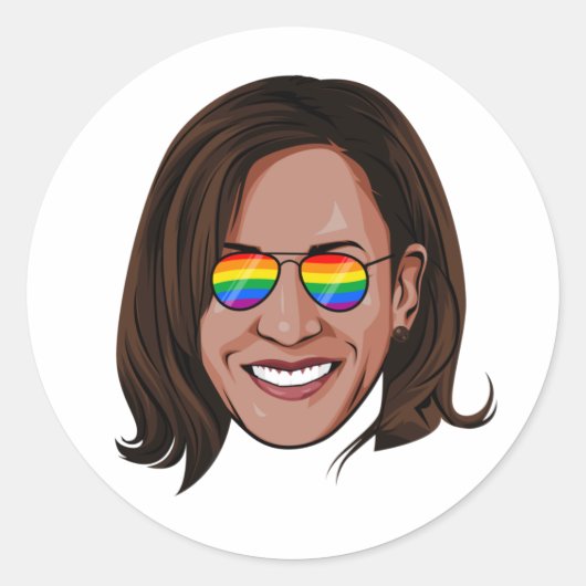 Kamala Harris - Kopf bei Aviators Rainbow Runder Aufkleber (Vorderseite)