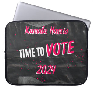 Kamala Harris Laptop Ärmel. Schwarz und Grau. Laptopschutzhülle