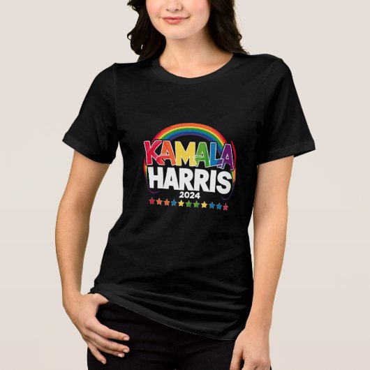 "Kamala Harris" Lebhafter Regenbogen Tri-Blend Shirt (Vorderseite)