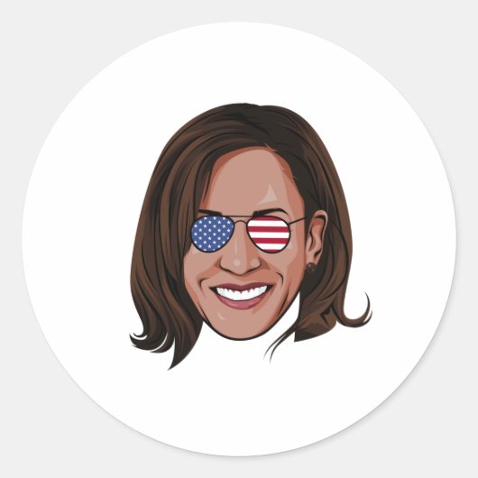 Kamala Harris - Leiter bei Aviators Patriotic Runder Aufkleber (Vorderseite)