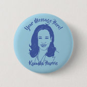 Kamala Harris Line Art Custom Text Button (Vorderseite)