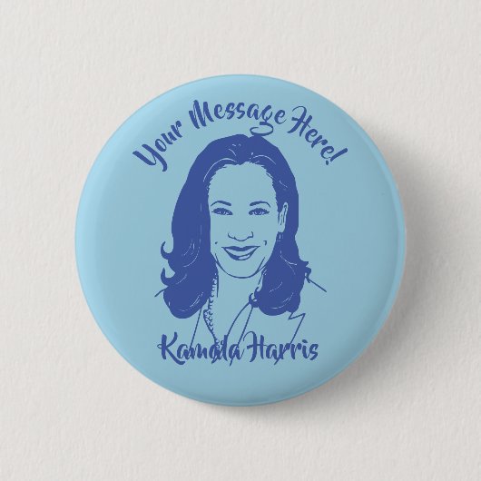 Kamala Harris Line Art Custom Text Button (Vorderseite)