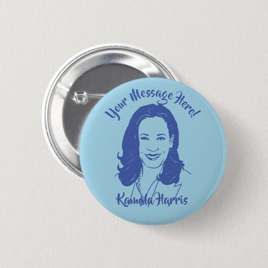 Kamala Harris Line Art Custom Text Button (Vorne & Hinten)