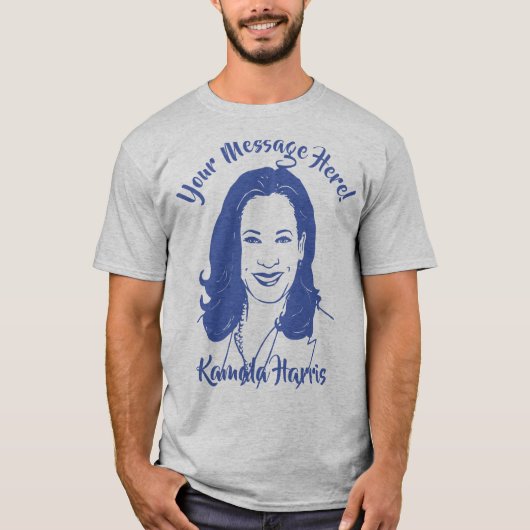 Kamala Harris Line Art Custom Text T-Shirt (Vorderseite)