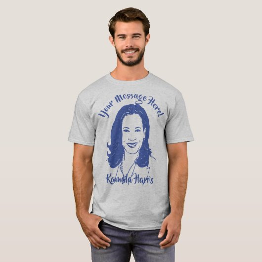 Kamala Harris Line Art Custom Text T-Shirt (Vorne ganz)