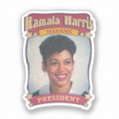 Kamala Harris Madame Präsident Retro Card Aufkleber (Vorderseite)