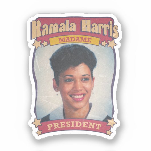 Kamala Harris Madame Präsident Retro Card Aufkleber (Vorderseite)