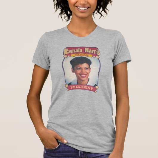 Kamala Harris Madame Präsident Retro Card T-Shirt (Vorderseite)