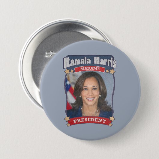 Kamala Harris Madame President Card Button (Vorne & Hinten)