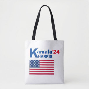 Kamala Harris mit amerikanischer Flagge Tasche