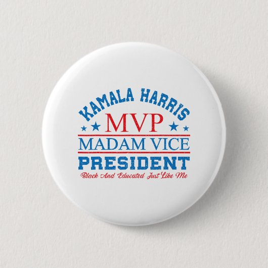Kamala Harris Mvp Vizepräsidentin Black and E Button (Vorderseite)