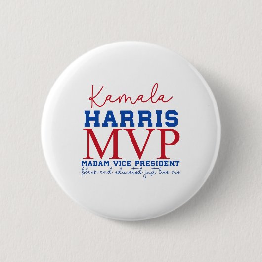 Kamala Harris Mvp Vizepräsidentin Black and E Button (Vorderseite)