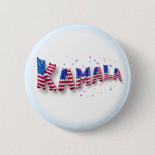 Kamala Harris Niedlich American Flag Balloon Alpha Button (Vorderseite)