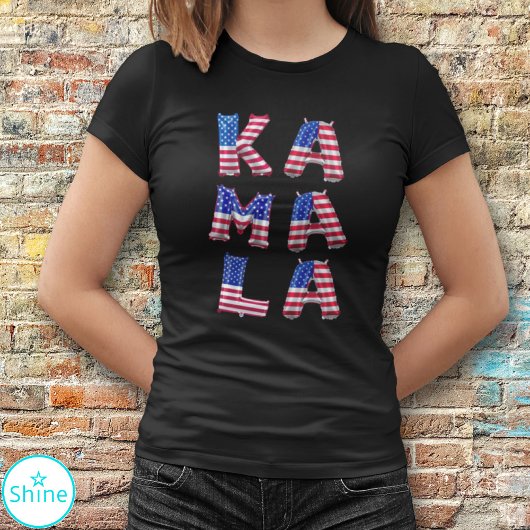 Kamala Harris Niedlich American Flag Balloon Alpha T-Shirt