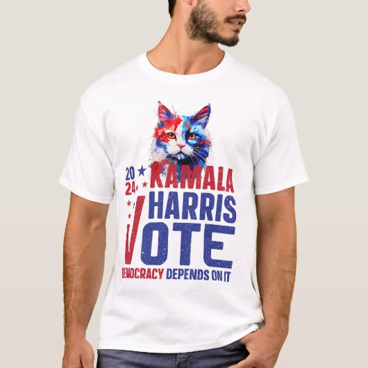 Kamala Harris Patriotic Cat T - Shirt (Vorderseite)