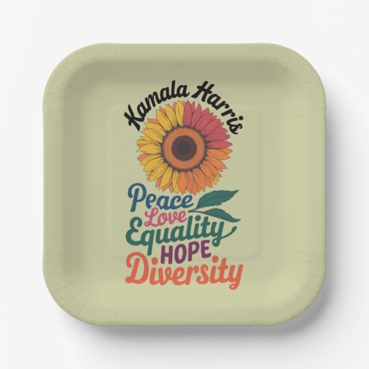 Kamala Harris Peace Liebe Equality Hope Diversity Pappteller (Vorderseite)