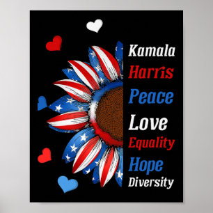 Kamala Harris Peace Liebe Equality Hope Diversity  Poster