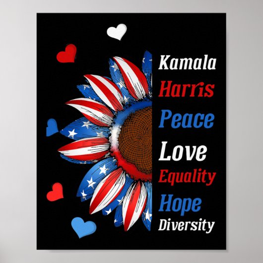 Kamala Harris Peace Liebe Equality Hope Diversity Poster (Vorne)