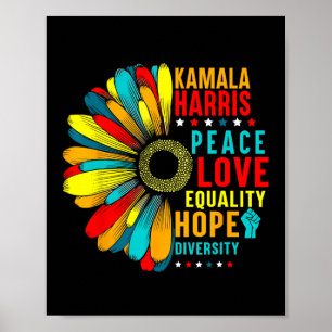 Kamala Harris Peace Liebe Equality Hope Diversity Poster