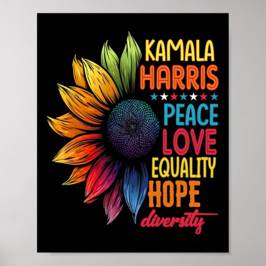 Kamala Harris Peace Liebe Equality Hope Diversity Poster (Vorne)