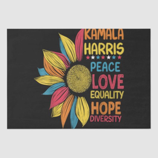 Kamala Harris Peace Liebe Equality Hope Diversity Seidenpapier (Vorderseite)