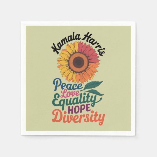 Kamala Harris Peace Liebe Equality Hope Diversity Serviette (Vorderseite)