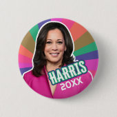 Kamala Harris - Pop Art bunt Kampagne Design Button (Vorderseite)