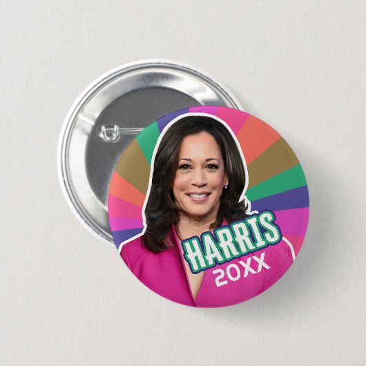 Kamala Harris - Pop Art bunt Kampagne Design Button (Vorne & Hinten)