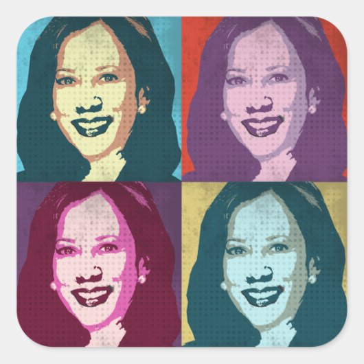 Kamala Harris Pop Art Quadratischer Aufkleber (Vorderseite)