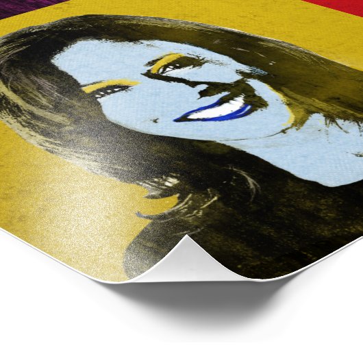Kamala Harris Pop Art (rosa, Aquamarin, goldfarben Fotodruck (Ecke)