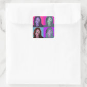 Kamala Harris Pop Art (Rosa, Magenta, Blau, Lila Quadratischer Aufkleber (Tasche)