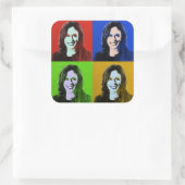 Kamala Harris Pop Art (Rot, Blau, Grün, Gelb) Quadratischer Aufkleber (Tasche)