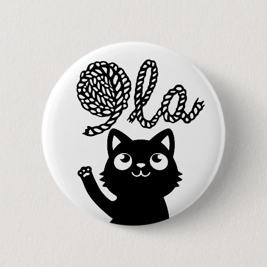 Kamala Harris Präsident 2024 Comma La Cat and Yarn Button (Vorderseite)