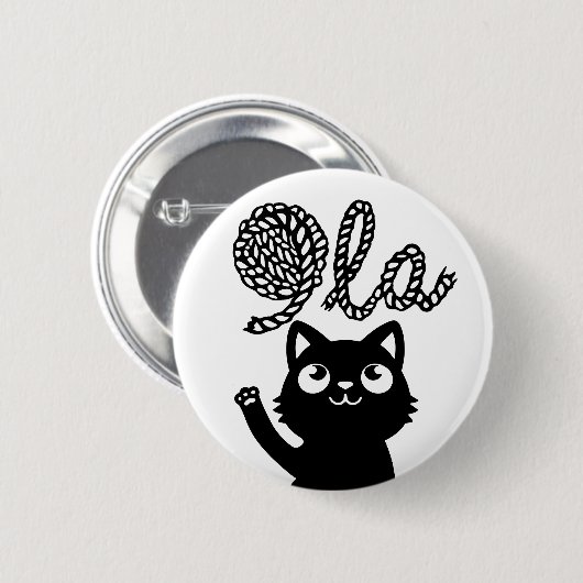 Kamala Harris Präsident 2024 Comma La Cat and Yarn Button (Vorne & Hinten)