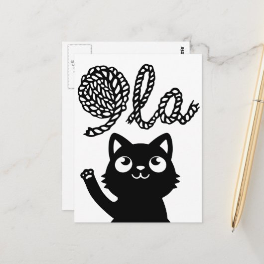 Kamala Harris Präsident 2024 Comma La Cat and Yarn Postkarte (Vorderseite/Rückseite Beispiel)