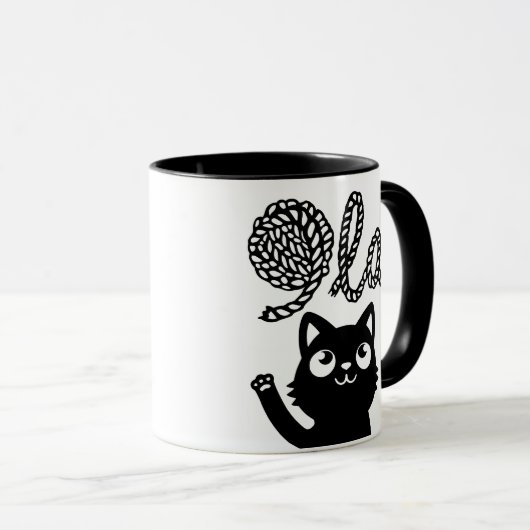 Kamala Harris Präsident 2024 Comma La Cat and Yarn Tasse (VorderseiteRechts)