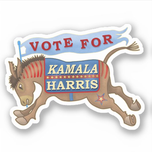 Kamala Harris Präsident 2024 Demokrat Donkey Aufkleber (Vorderseite)